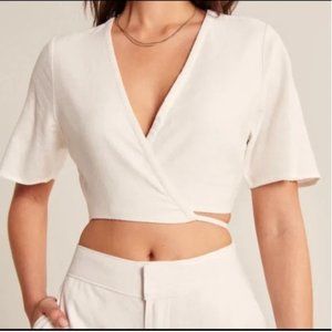 NWT Abercrombie & Fitch Linen Wrap Top L